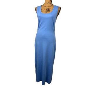 Mango Fitted Midi Dress Small Blue Sleeveless Beachy